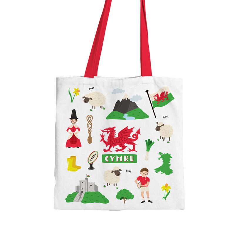 Welsh Symbols Cymru Tote Shopping Bag