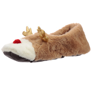 Reindeer Microwavable Heat Wheat Pack Slippers
