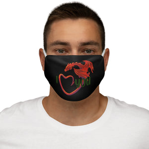 Welsh Dragon I Love You Face Cover Snug-Fit Black