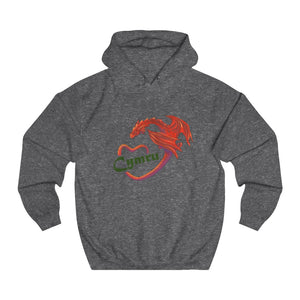 Cymru Love Red Dragon Unisex Welsh Hoodies