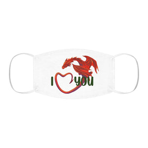 Welsh Dragon I Love You Face Cover Snug-Fit White