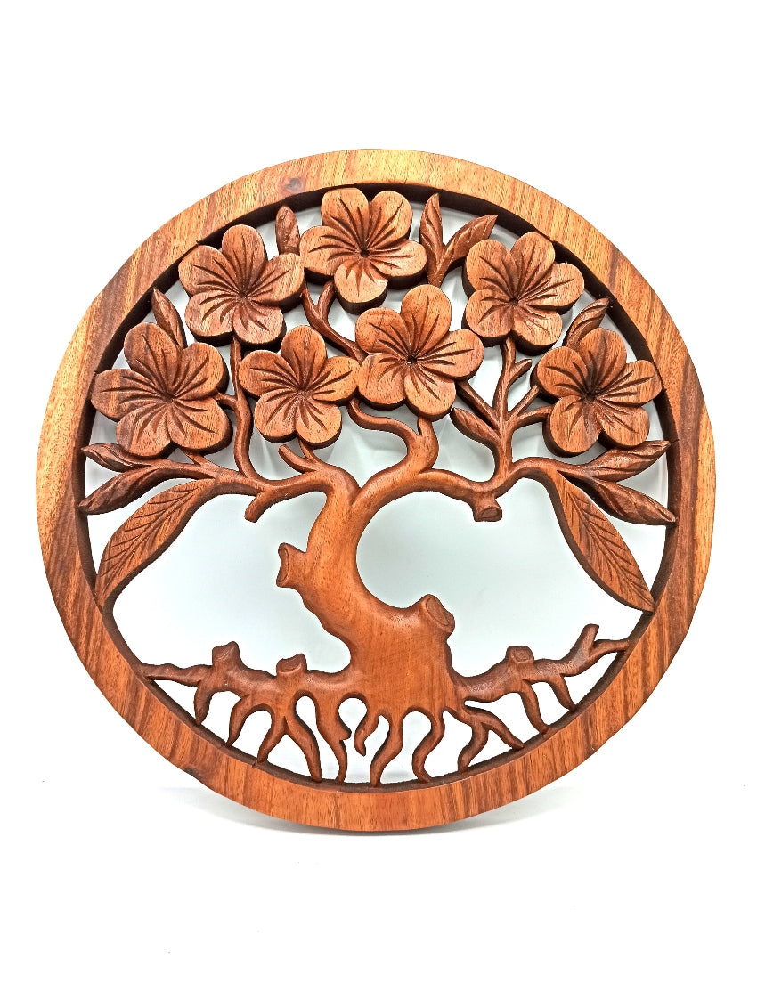 Tree of Life Hand Carved Wooden Wall Panel