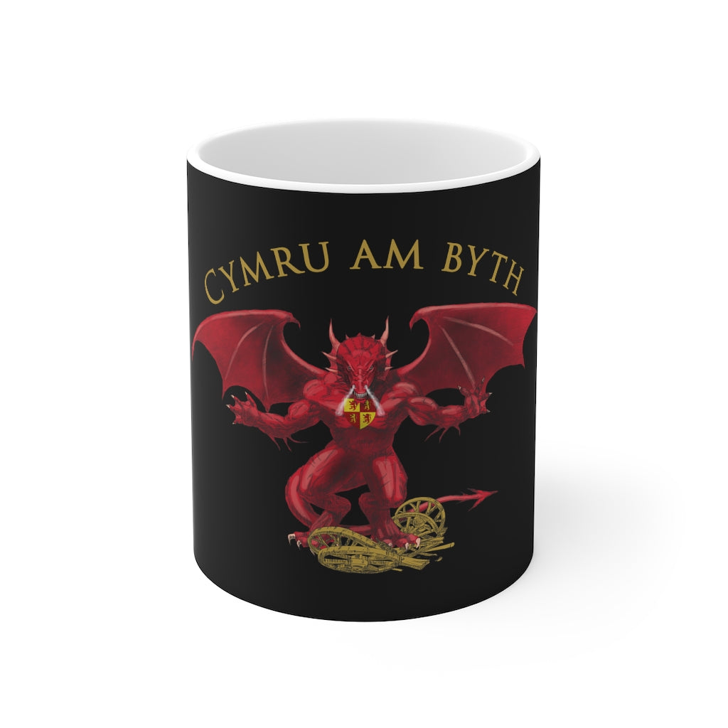 Welsh Dragon Cymru am Byth Traveller Mug 11oz Black