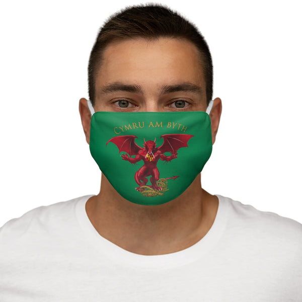 Welsh Dragon Cymru Am Byth Reusable Face Cover SnugFit Green Welsh
