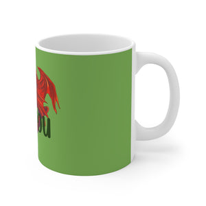 Welsh Dragon I Love You Mug 11oz Green