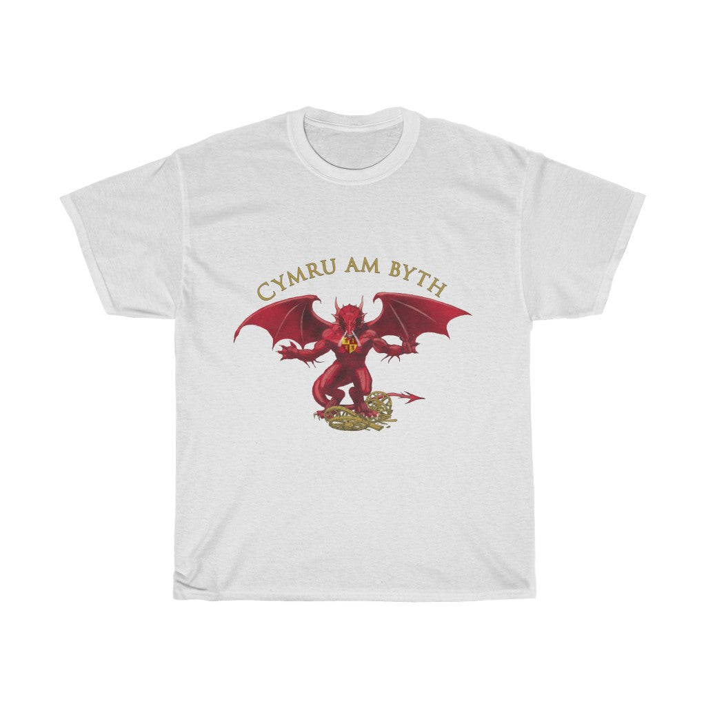 Welsh Dragon Cymru Am Byth Unisex Heavy Cotton Tee