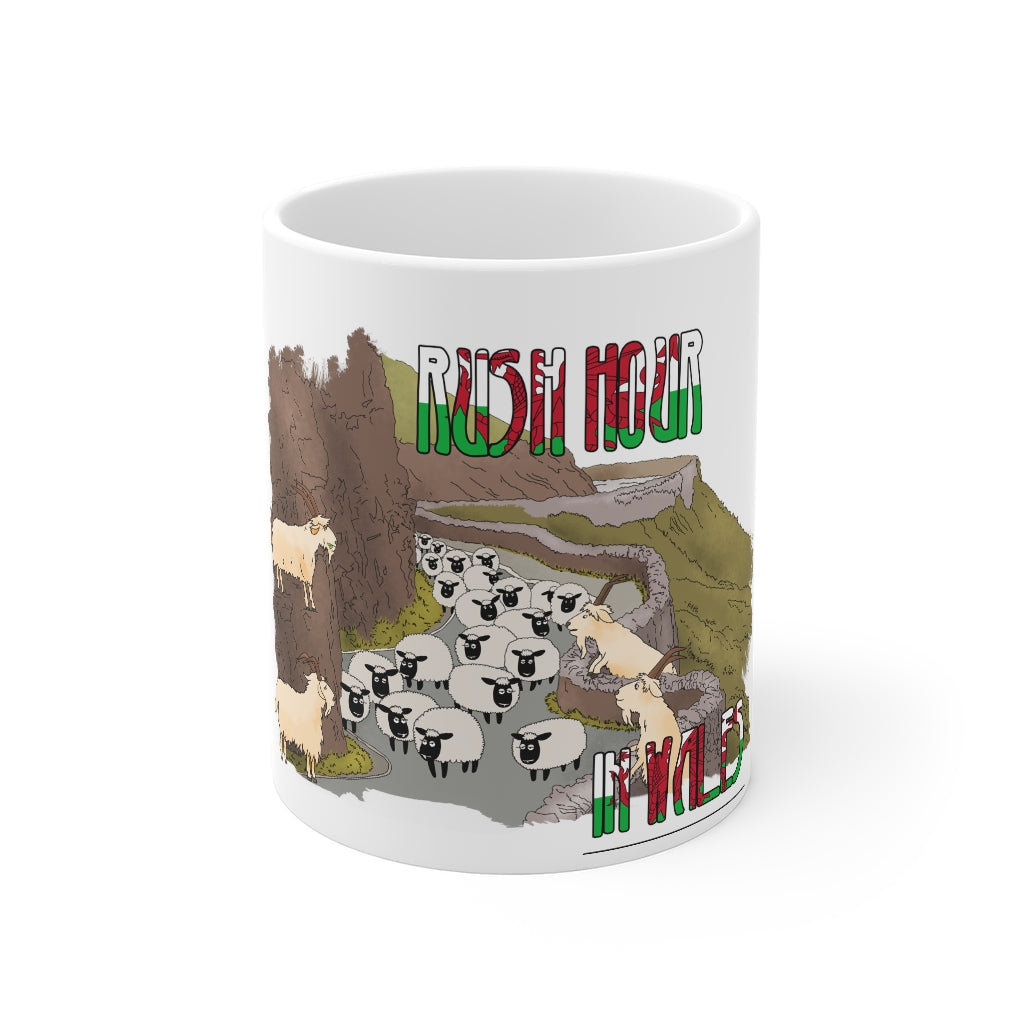 Rush Hour in Wales Mug cymraeg