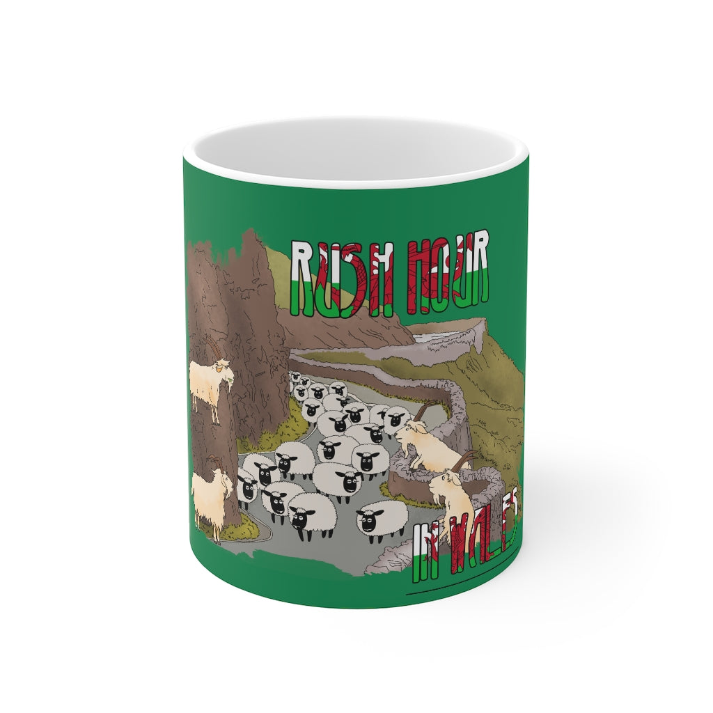 Rush Hour in Wales Mug cymraeg