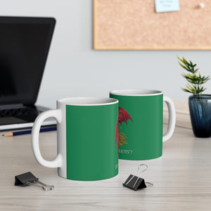 Cymraeg Welsh Dragon Traveller Mug 11oz Green