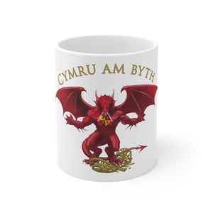 Welsh Dragon Cymru am Byth Traveller Mug 11oz White