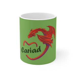 Cariad Love Red Dragon Mug 11oz Green