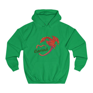 Cariad Love Red Dragon Unisex Welsh Hoodies