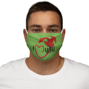 Welsh Dragon I Love You Face Cover Snug-Fit Green
