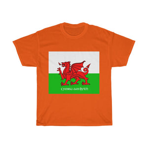 Welsh Flag Cymru am Byth Unisex Heavy Cotton Tee