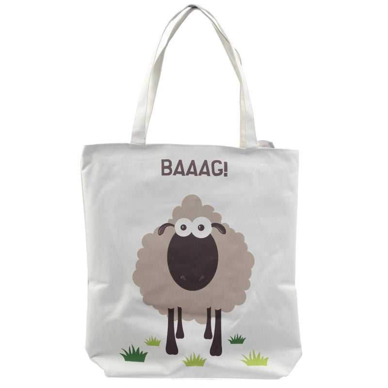Dafad Welsh Sheep Handy Cotton Zip Up Shopping Bag 