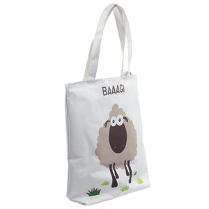 Dafad Welsh Sheep Handy Cotton Zip Up Shopping Bag 