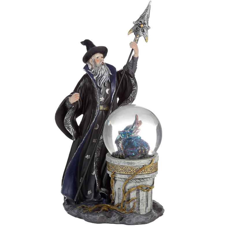 Merlin The Welsh Wizard Ice Dragon Snow Globe Figurine