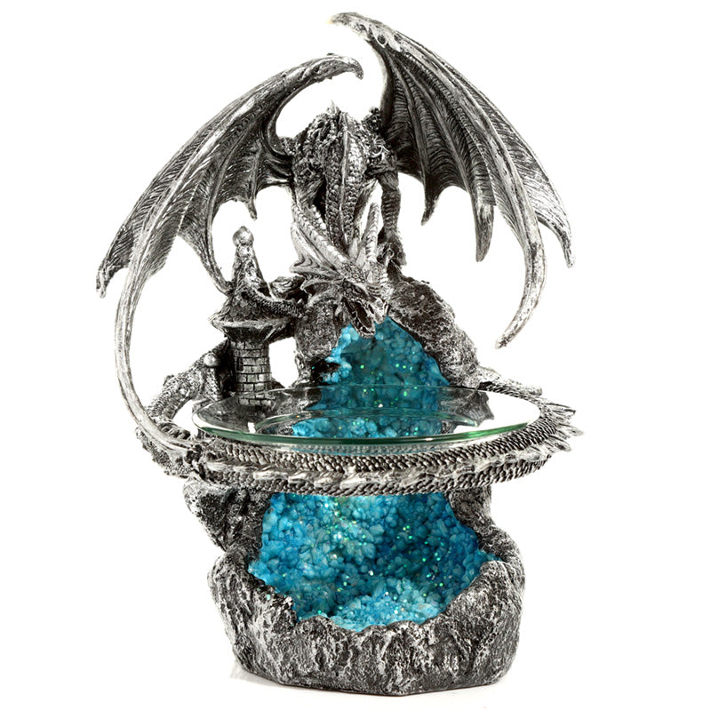 Silver Fortress Dark Legends Dragon Oil Burner with Glass Dish