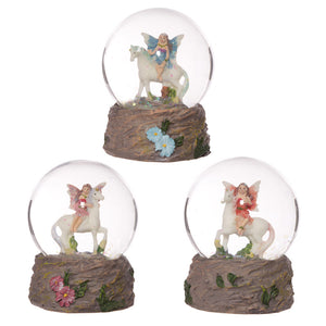 Cute Flower Fairy Riding Unicorn Waterball Snow Globe