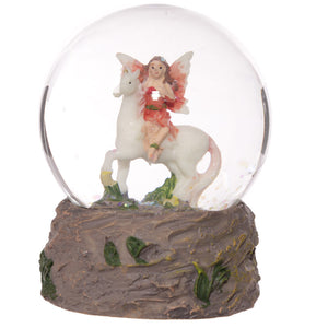 Cute Flower Fairy Riding Unicorn Waterball Snow Globe