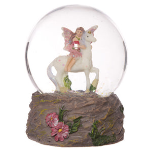 Cute Flower Fairy Riding Unicorn Waterball Snow Globe