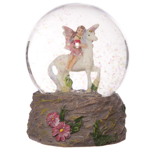 Cute Flower Fairy Riding Unicorn Waterball Snow Globe