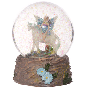 Cute Flower Fairy Riding Unicorn Waterball Snow Globe