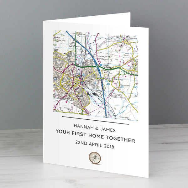 Personalised Present Day Map Compass Card - Welsh Treasure