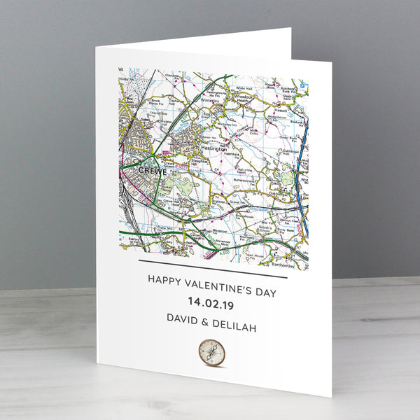 Personalised Present Day Map Compass Card - Welsh Treasure