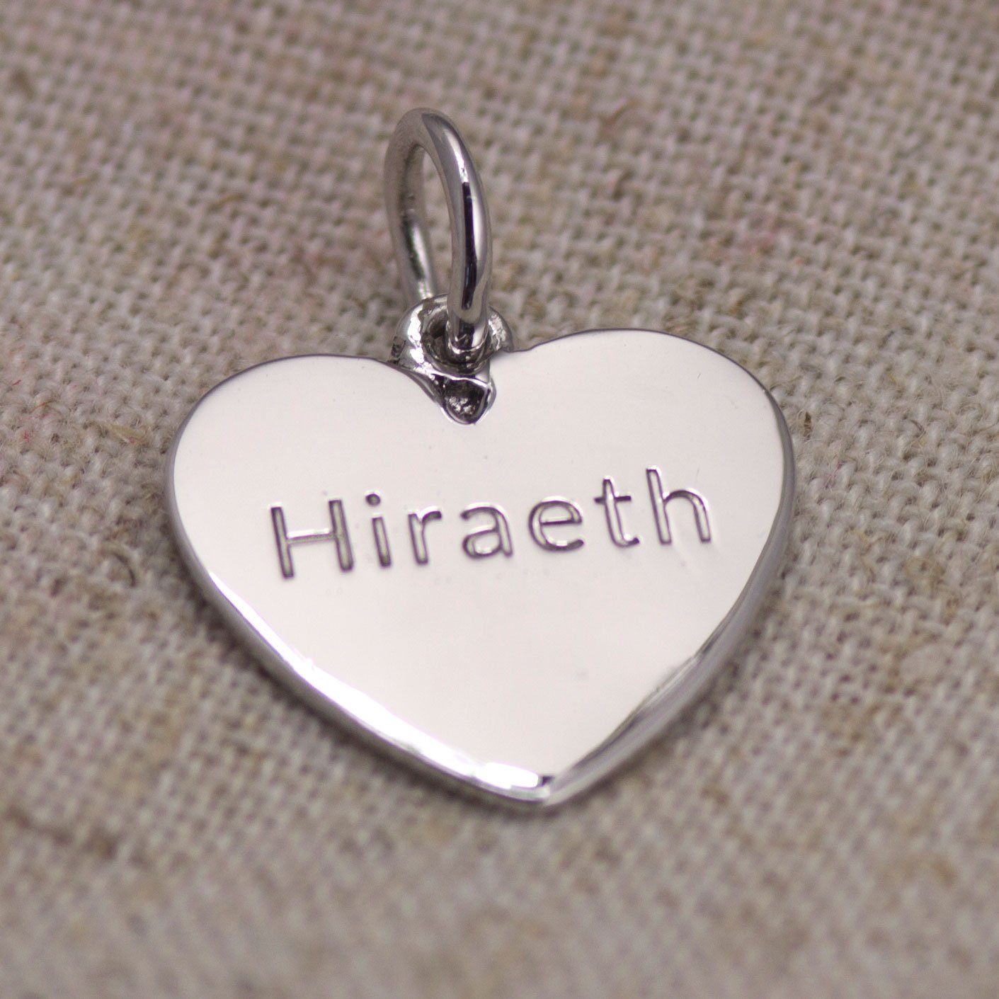 Hiraeth Heart Charm Pendant Sterling Silver or Gold Plated