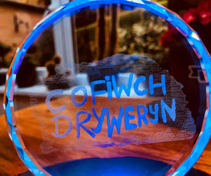 Cofiwch Dryweryn Laser Engraved Desktop Crystal