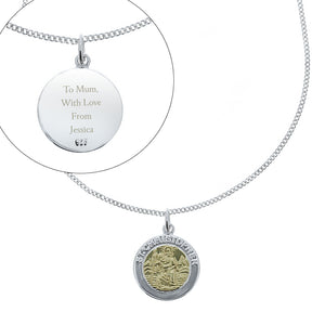 Personalised Sterling Silver & 9ct Gold St. Christopher Necklace