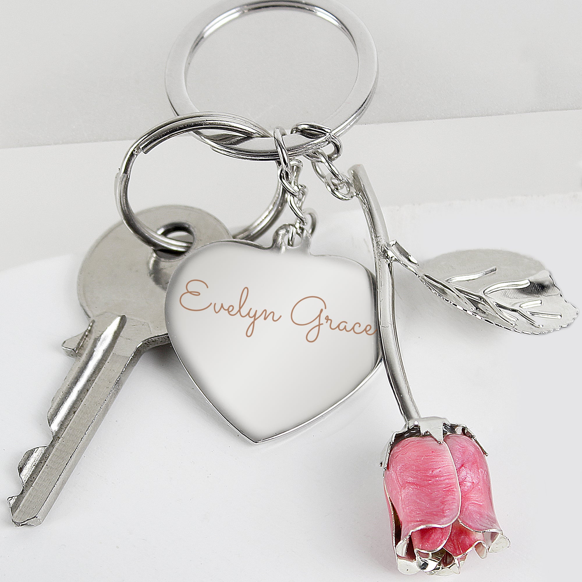 Pink Rose Keyring