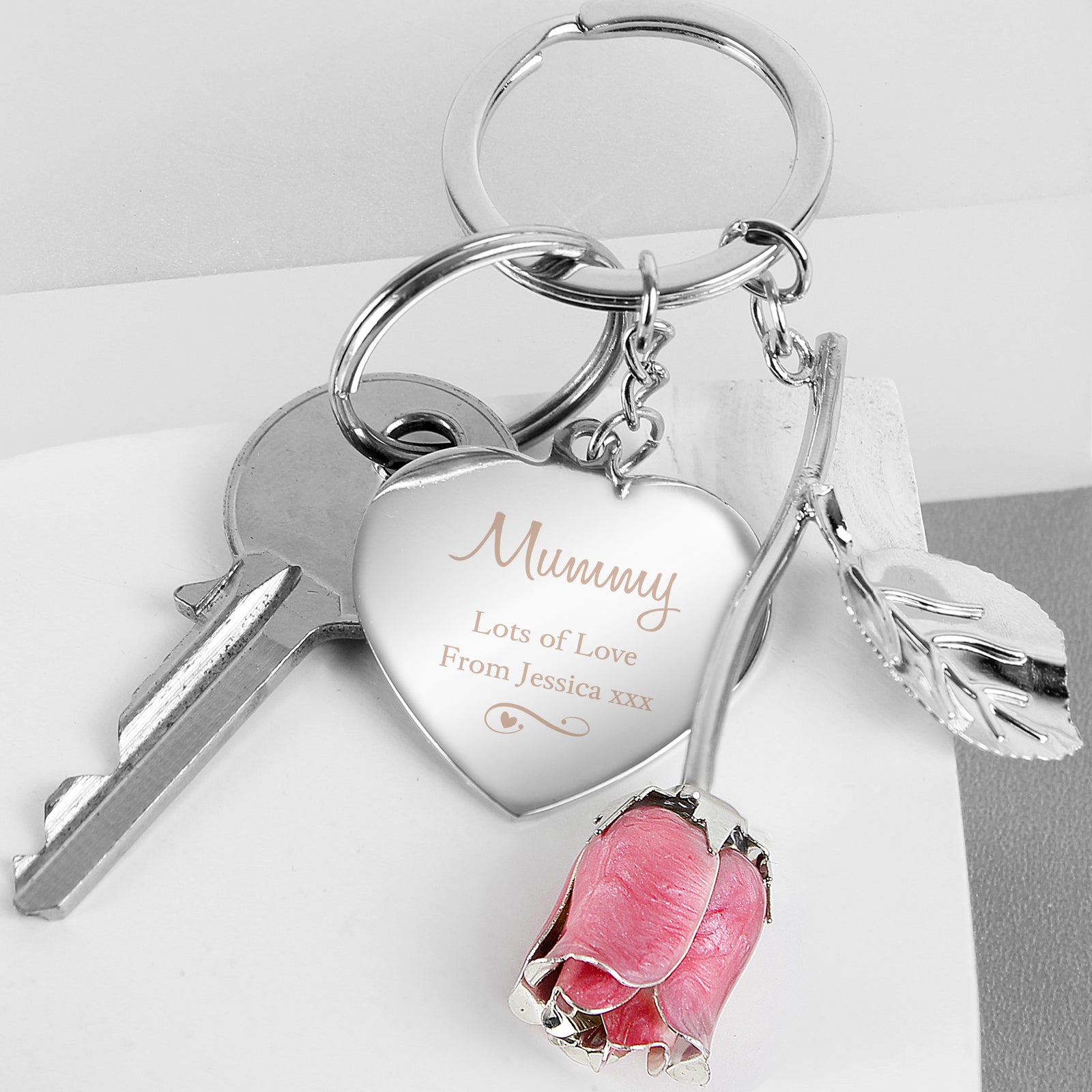 Pink Rose Keyring