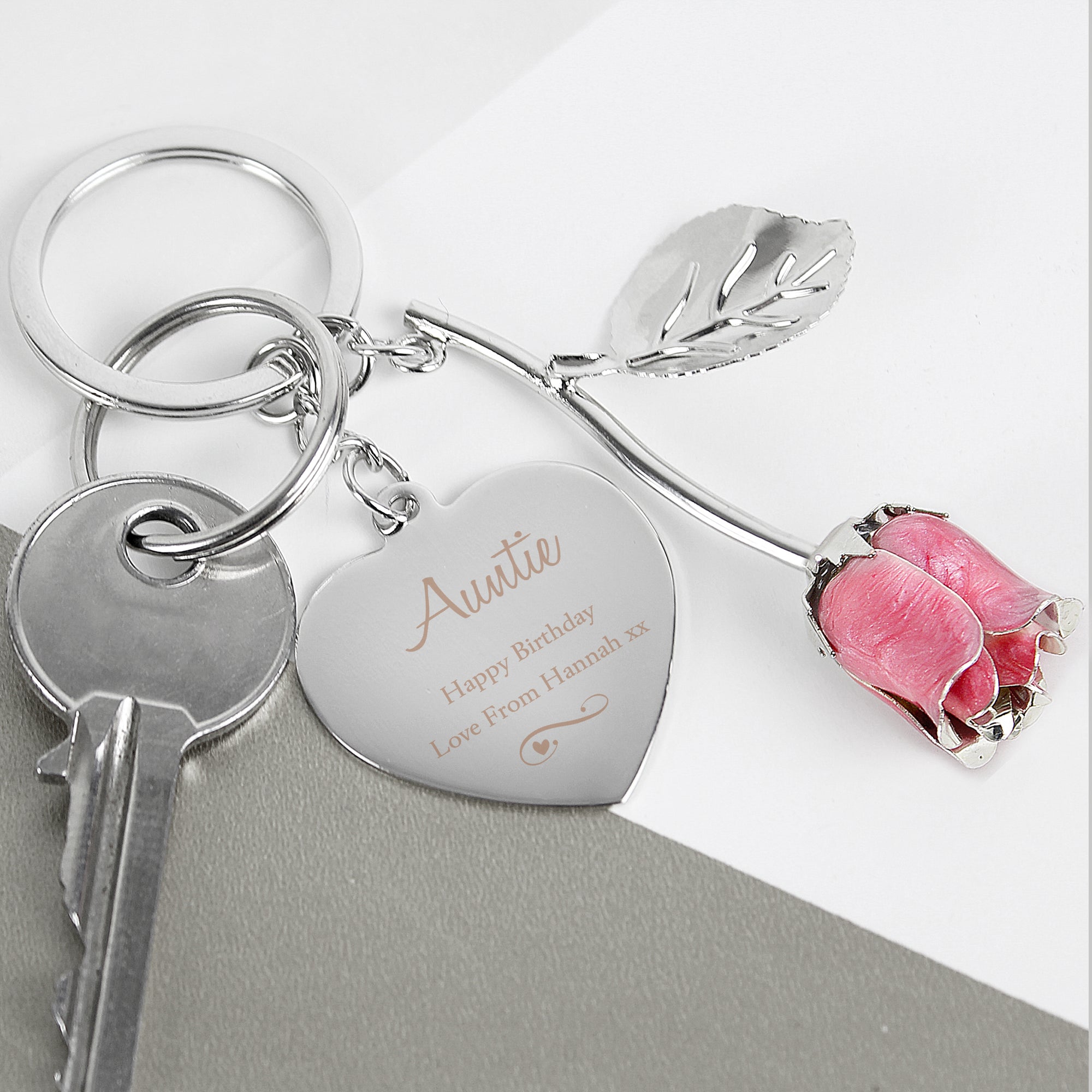 Pink Rose Keyring