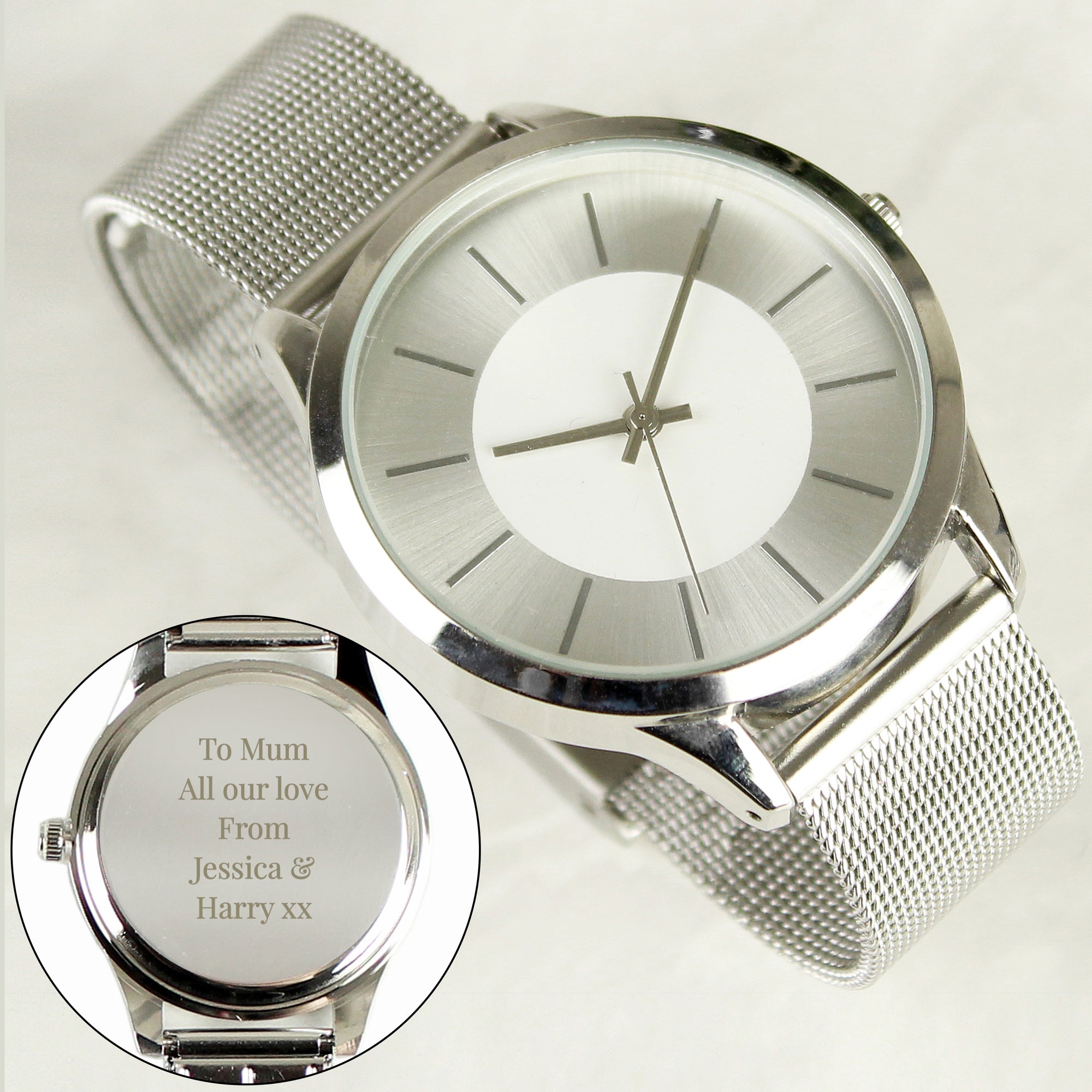 Personalised Silver with Mesh Style Strap Ladies Watch