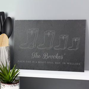 Personalised Welly Boot Family of Three, Four, Five Slate