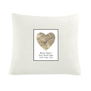 Map Heart Cushion Cover