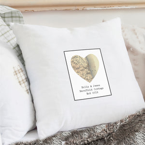 Map Heart Cushion Cover
