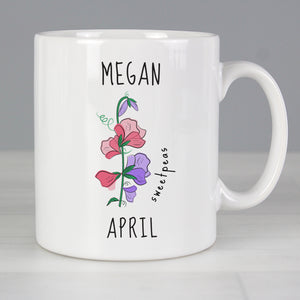 April Birth Flower - Sweet Peas Mug