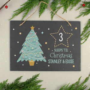 Personalised Christmas Countdown Hanging Large Slate Sign