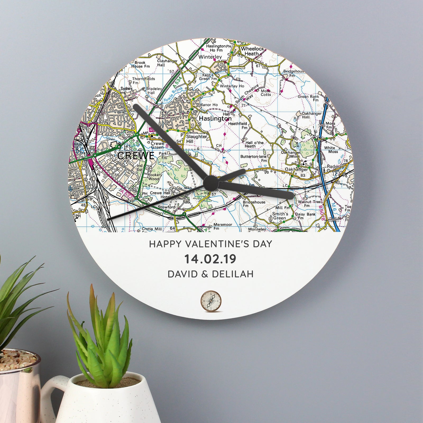  Compass Wooden Clock