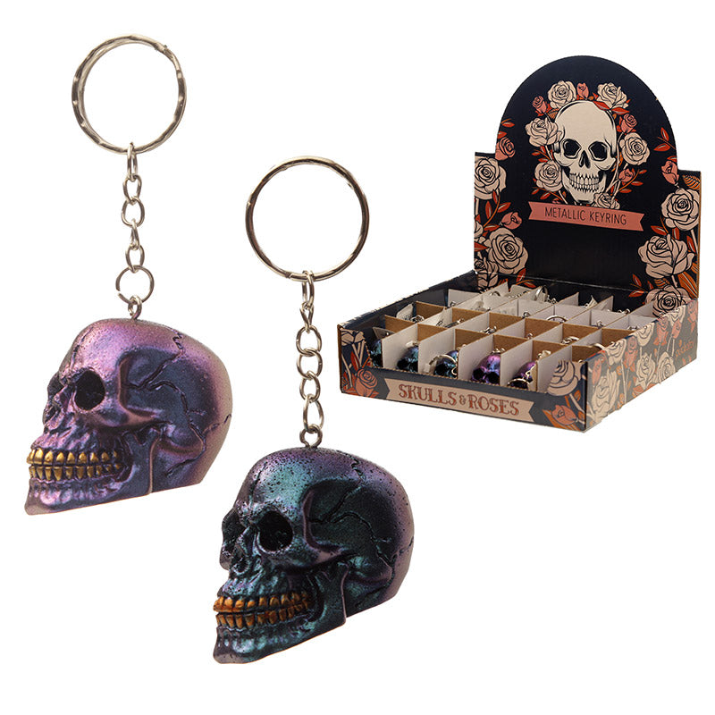 Metallic Skull Keyring