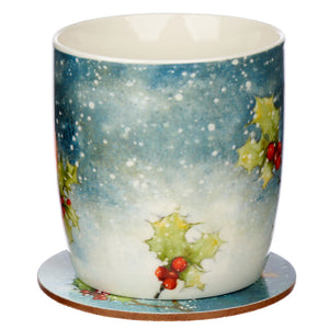 Jan Pashley Christmas Robin Christmas Porcelain Mug & Coaster Set