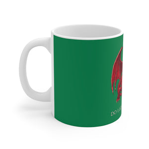 Cymraeg Welsh Dragon Traveller Mug 11oz Green