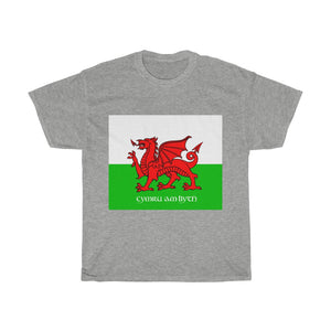 Welsh Flag Cymru am Byth Unisex Heavy Cotton Tee