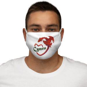 Cymru Love Red Dragon Face Cover Snug-Fit White