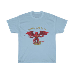 Welsh Dragon Cymru Am Byth Unisex Heavy Cotton Tee