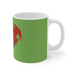 Cariad Love Red Dragon Mug 11oz Green