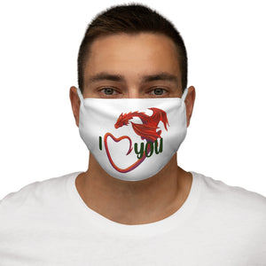 Welsh Dragon I Love You Face Cover Snug-Fit White
